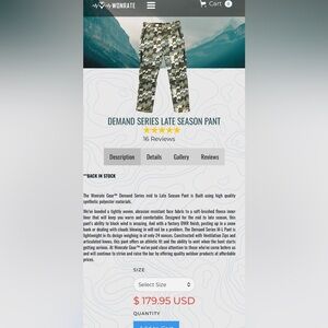 Wonrate Gear Demand Series Late Season Pant – Camo – Men’s Medium